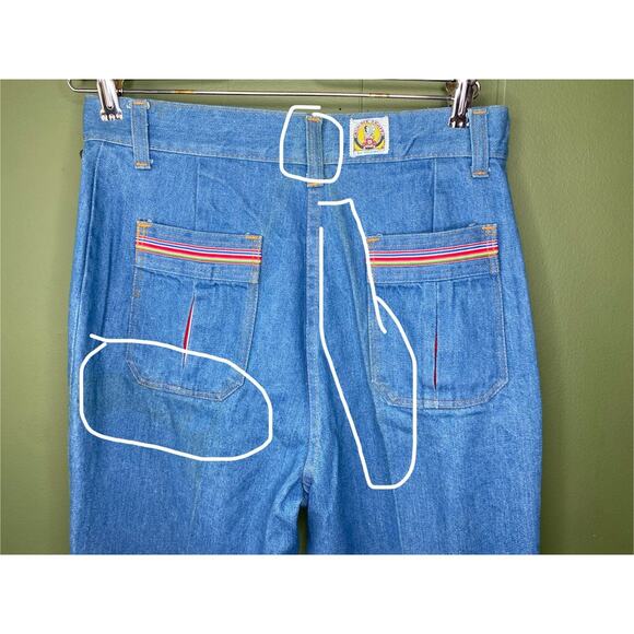 VINTAGE 70's Jeans Rumble Seats By Wilkins Pants 28" Waist NEW WITH TAGS & FLAWS - Picture 15 of 16